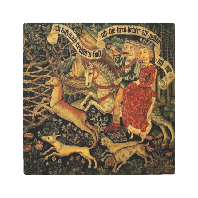 Vintage German Medieval Renaissance Love Hunting  Metal Print (Front)