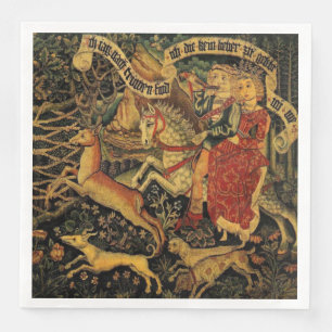 Vintage German Medieval Renaissance Love Hunting  Paper Dinner Napkins