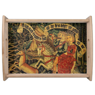Vintage German Medieval Renaissance Love Hunting Serving Tray