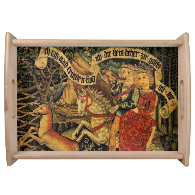 Vintage German Medieval Renaissance Love Hunting  Serving Tray (Front)