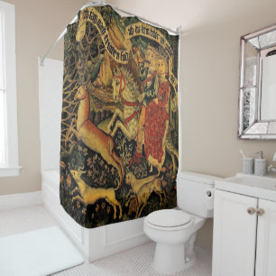 Vintage German Medieval Renaissance Love Hunting  Shower Curtain
