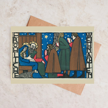 Vintage German Nativity Scene Art Christmas Card by FTBStickers at Zazzle