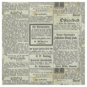 Vintage German newspaper textile Fabric