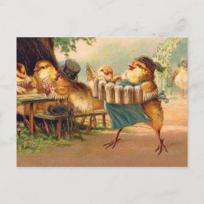 Vintage German Octoberfest Chickens Postcard