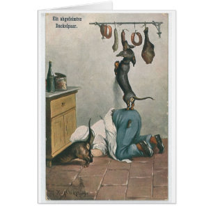 Vintage German - Pair of Tricky Dachshunds, Cards