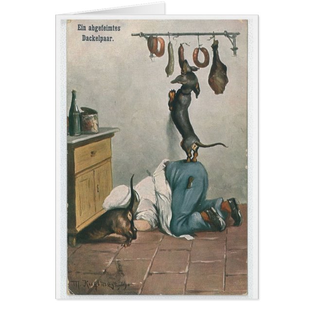 Vintage German - Pair of Tricky Dachshunds, Cards (Front)