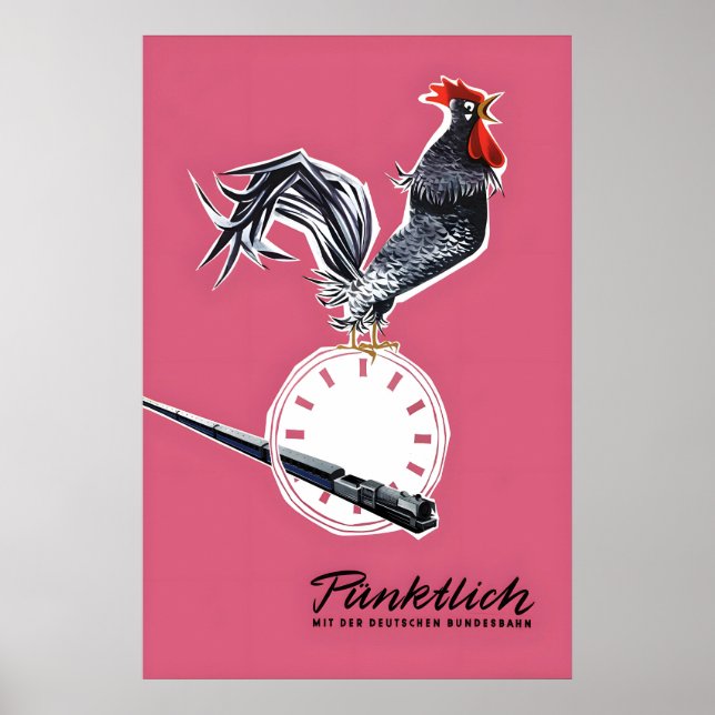 Vintage German Railways Poster Punctual with the (Front)