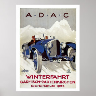 Vintage German Road Race Ad Poster