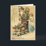 Vintage German Santa And Angel Christmas Card<br><div class="desc">Victorian / Vintage Christmas greeting card.  Lovely German Santa carrying a Christmas tree and pushing a sled full of toys,  while being accompanied by a beautiful Angel!  Fröhliche Weihnachten!  Frohliche Weihnachten!</div>