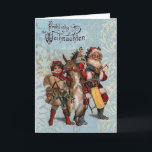 Vintage German Santa And Rabbit Christmas Card<br><div class="desc">Victorian / Vintage Christmas greeting card.  Beautiful image of Santa Claus,  a stunning Christmas Angel,  and a rabbit,  with toys and Christmas Wishes!  Fröhliche Weihnachten!  Frohliche Weihnachten!</div>