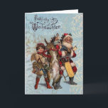 Vintage German Santa And Rabbit Christmas Card<br><div class="desc">Victorian / Vintage Christmas greeting card.  Beautiful image of Santa Claus,  a stunning Christmas Angel,  and a rabbit,  with toys and Christmas Wishes!  Fröhliche Weihnachten!  Frohliche Weihnachten!</div>