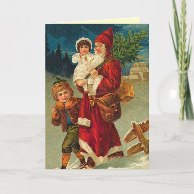 Vintage German Santa Christmas Card (Front)