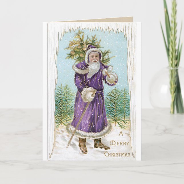 Vintage German Santa Christmas Card (Front)