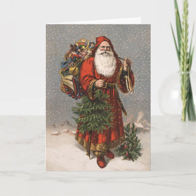 Vintage German Santa Christmas Cards | Zazzle