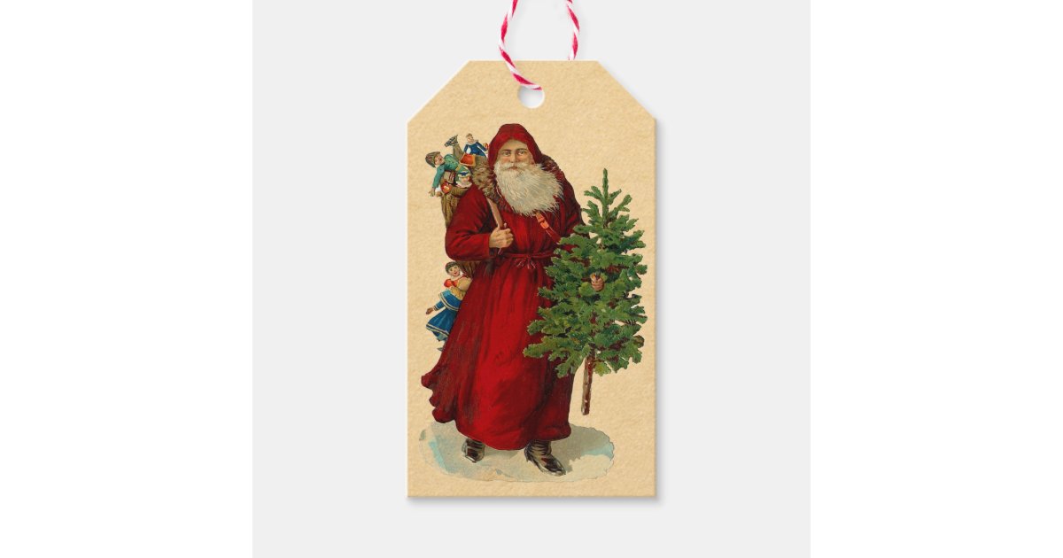 Vintage German Santa Claus Christmas Gift Tags | Zazzle