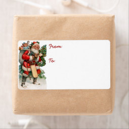 Vintage German Santa Gift Tag Labels | Zazzle