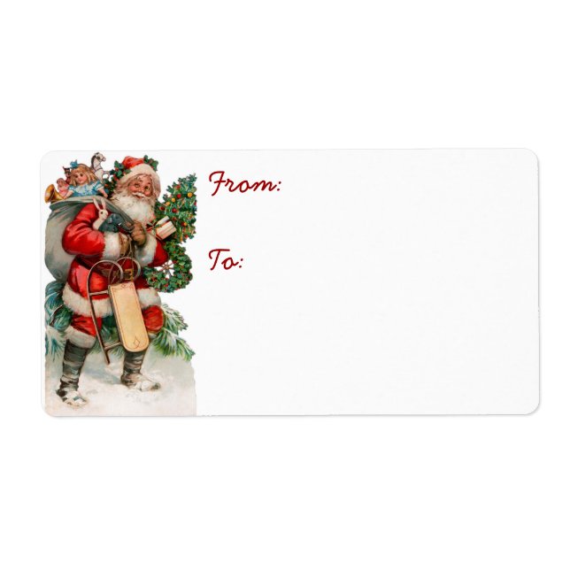 Vintage German Santa Gift Tag Labels (Front)