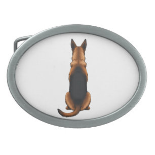 Vintage German Shepherd Back View Dog Illustration Belt Buckle