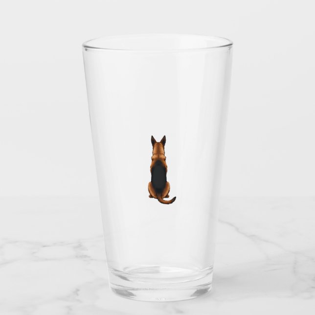Vintage German Shepherd Back View Dog Illustration Glass (Front)