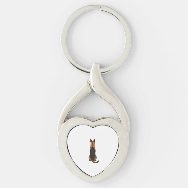 Vintage German Shepherd Back View Dog Illustration Keychain (Front)