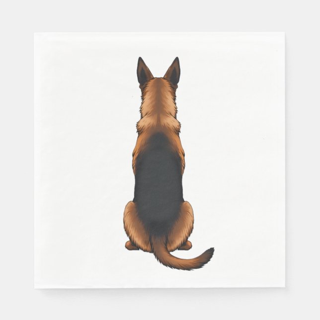 Vintage German Shepherd Back View Dog Illustration Napkins (Front)