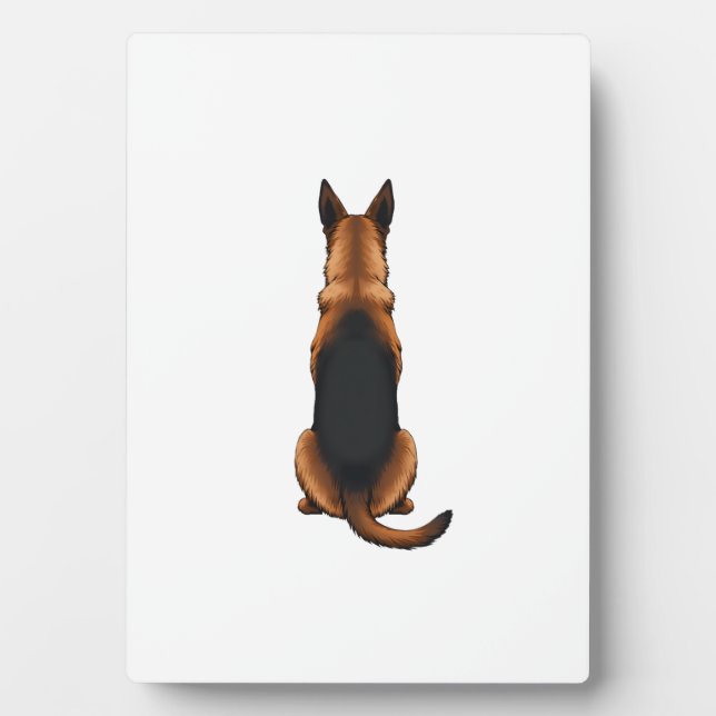 Vintage German Shepherd Back View Dog Illustration Plaque (Front)