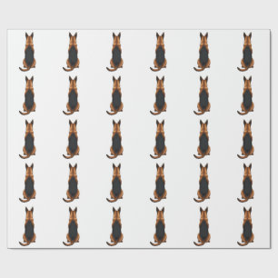 Vintage German Shepherd Back View Dog Illustration Wrapping Paper