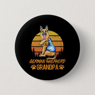 Vintage German Shepherd Dog Grandpa Paw Dad Father Button