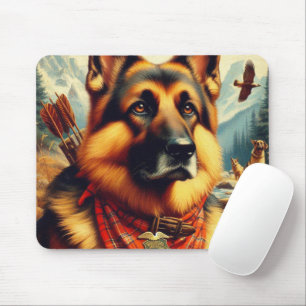 Vintage German Shepherd Painting Mouse Pad