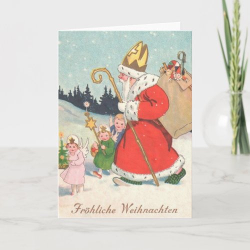 Vintage German St Nickolas Christmas Card