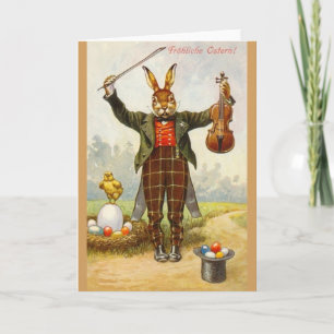 Vintage German Violinist Easter Greeting Card