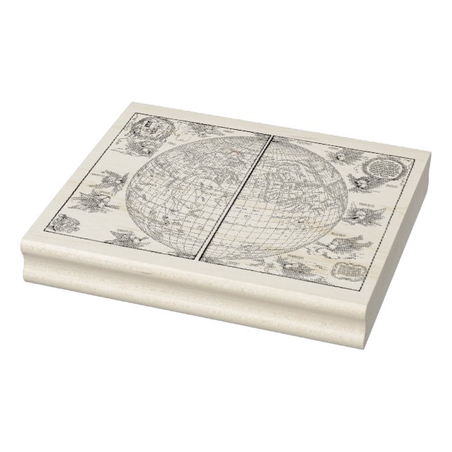 Vintage German World Map Rubber Art Stamp (Stamp)