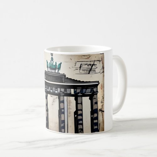 Vintage Germany Berlin Brandenburg Gate Sketch Coffee Mug