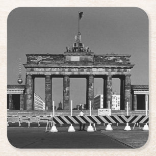 Vintage Germany Berlin Brandenburg Gate Square Paper Coaster