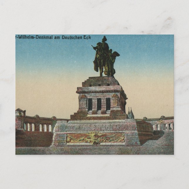 Vintage Germany, Koblenz, Deutches Eck, Monument Postcard (Front)
