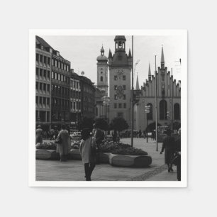 Vintage Germany Munich Church Marienplatz Napkins
