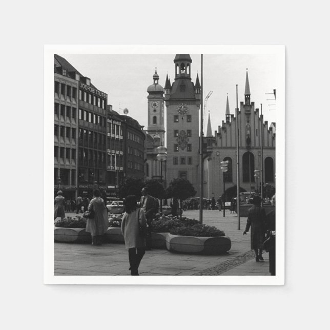 Vintage Germany Munich Church Marienplatz Napkins (Front)