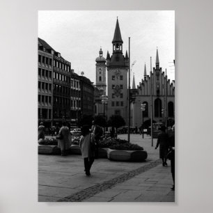Vintage Germany Munich Church Marienplatz Poster