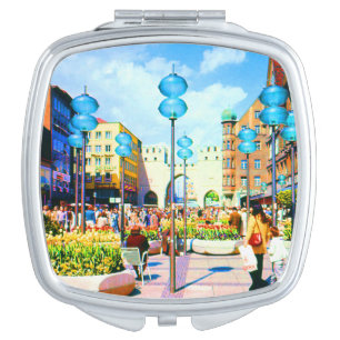 Vintage Germany Munich Towngate Karistor Compact Mirror