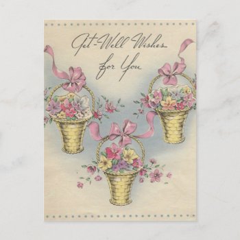 Vintage Get Well Baskets 1 Postcard by Gypsify at Zazzle