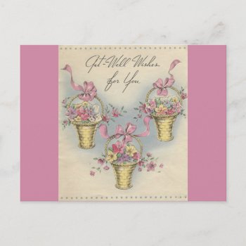 Vintage Get Well Baskets 1 Postcard by Gypsify at Zazzle