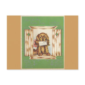Vintage Get Well Dog With Letter Postcard