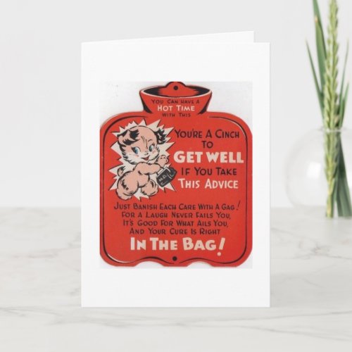 Vintage Get Well _ Hot Water Bag Wish Card