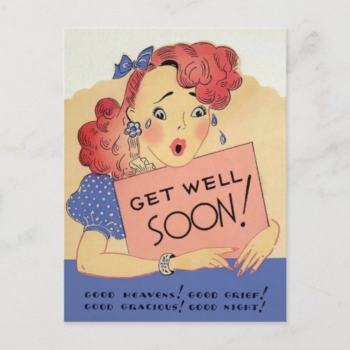 Vintage Get Well Soon Postcard