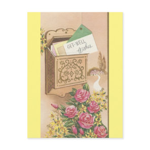 Vintage Get Well With Mailbox Postcard
