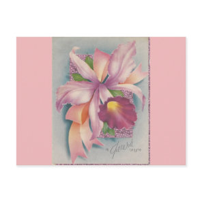 Vintage Get Well With Orchid Postcard