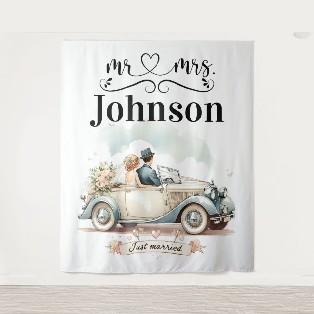 Vintage Getaway – Custom Wedding Backdrop (Front)