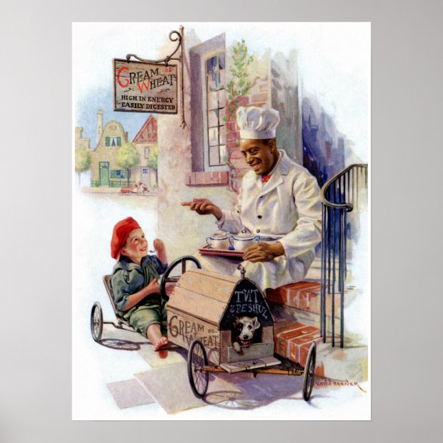 VINTAGE "GETTING UP STEAM" CREAM OF WHEAT POSTER (Front)