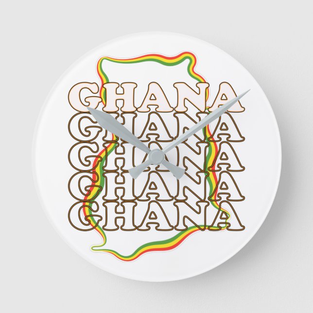 Vintage Ghana Country Map Souvenir Round Clock (Front)