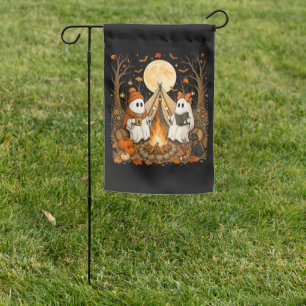 Vintage Ghost Campfire Camping Autumn Halloween Garden Flag